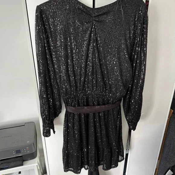 NWOT Women's LC Lauren Conrad Sequin Wrap Mini Dress - Picture 6 of 8